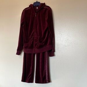 SJB Active Hoodie Sweatshirt Pants Athletic Velour Outfit Burgundy…